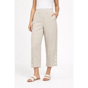 Chicos 100 Linen Pull On Pants Boho Lagenlook 3 16 Resort Costal Vacation Button